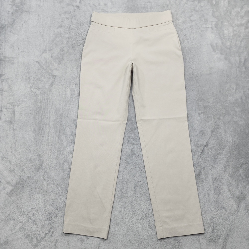JM Collection Pants Womens M Beige Ponte Pull On Slim Straight Stretch Office